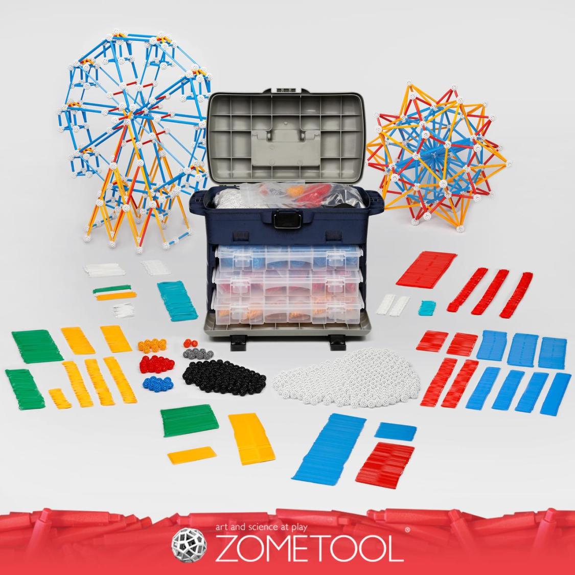 Zometool大师套装Steam kit，1936个组件·487颗顶点球·1449个棍7种色球·4类特殊连接棍，Zometool ...